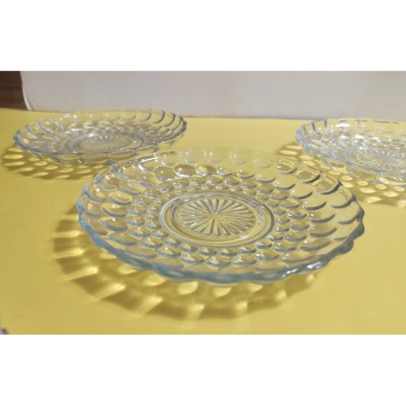 Anchor Hocking, Blue Bubble Glass, 6.5 inch Salad Plate, Blue Hobnail Style - Picture 2 of 9